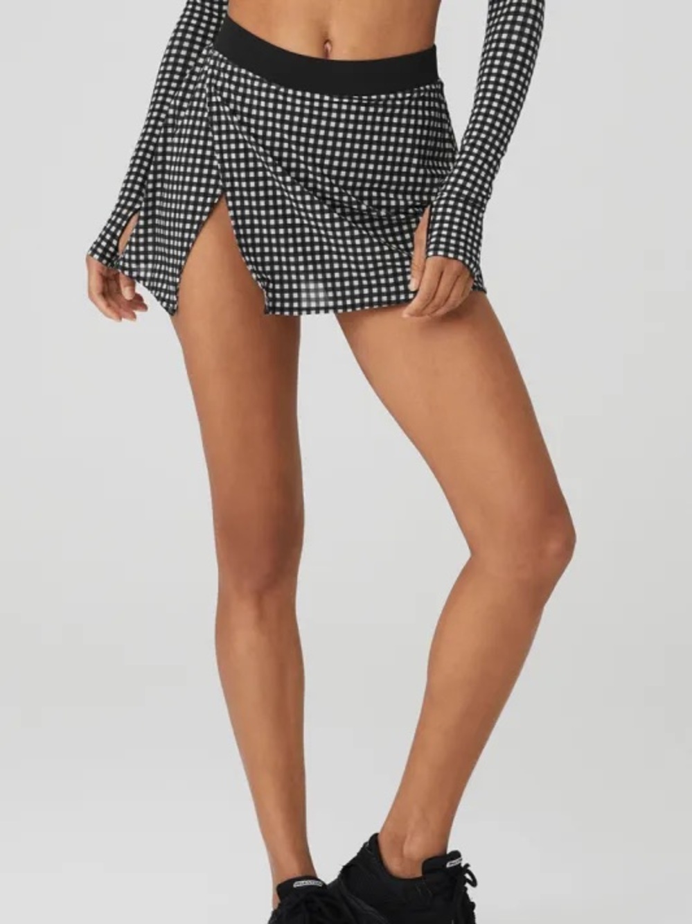 Alo Yoga Gingham Black & White Mini Skirt